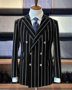 Mafia Outfit - Mobster Outfit - Italian Costume - Black Chest Pocket Suit