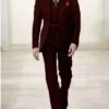 Gangster Suit - Mobster Suit - Mafia Suit For Mens 2 Button Gangster Pinstripe Suit In Black & Red