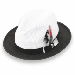 Tapa Crushable Straw Hat Fedora In Two Tone Black-White