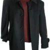 Mens Black Overcoat - 3 Quarter Dark Color Black Wool Fabric Jacket - Men's Overcoat