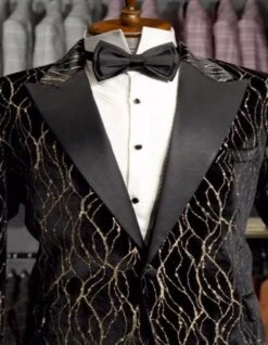 Mardi Gras Tuxeod Dinner Jacket In Green - White - Black - Purple - Red And Gold -Alberto Nardoni Shop Black and Gold Tuxedo
