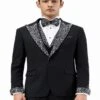 Black And White Prom Tuxedo - Perfect Wedding Suit Vested Rhinestone Lapelled