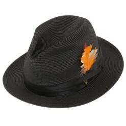 Tapa Crushable Straw Hat Fedora In Black