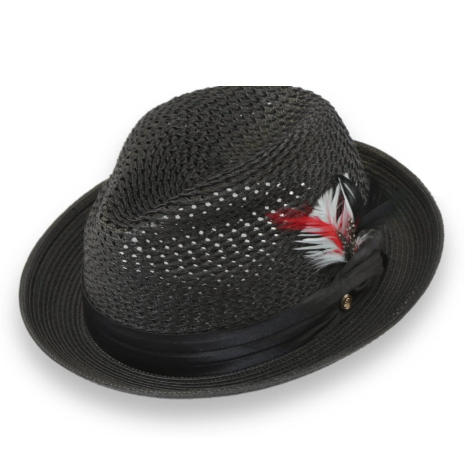 Castor Crushable Straw Hat Fedora In Black 1 Castor Crushable Straw Hat Fedora In Black