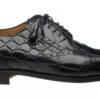 Belly Alligator Leather Shoes Men Black Italian Ferrini Wingtip