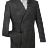 Black Double Breasted Pinstripe Suit