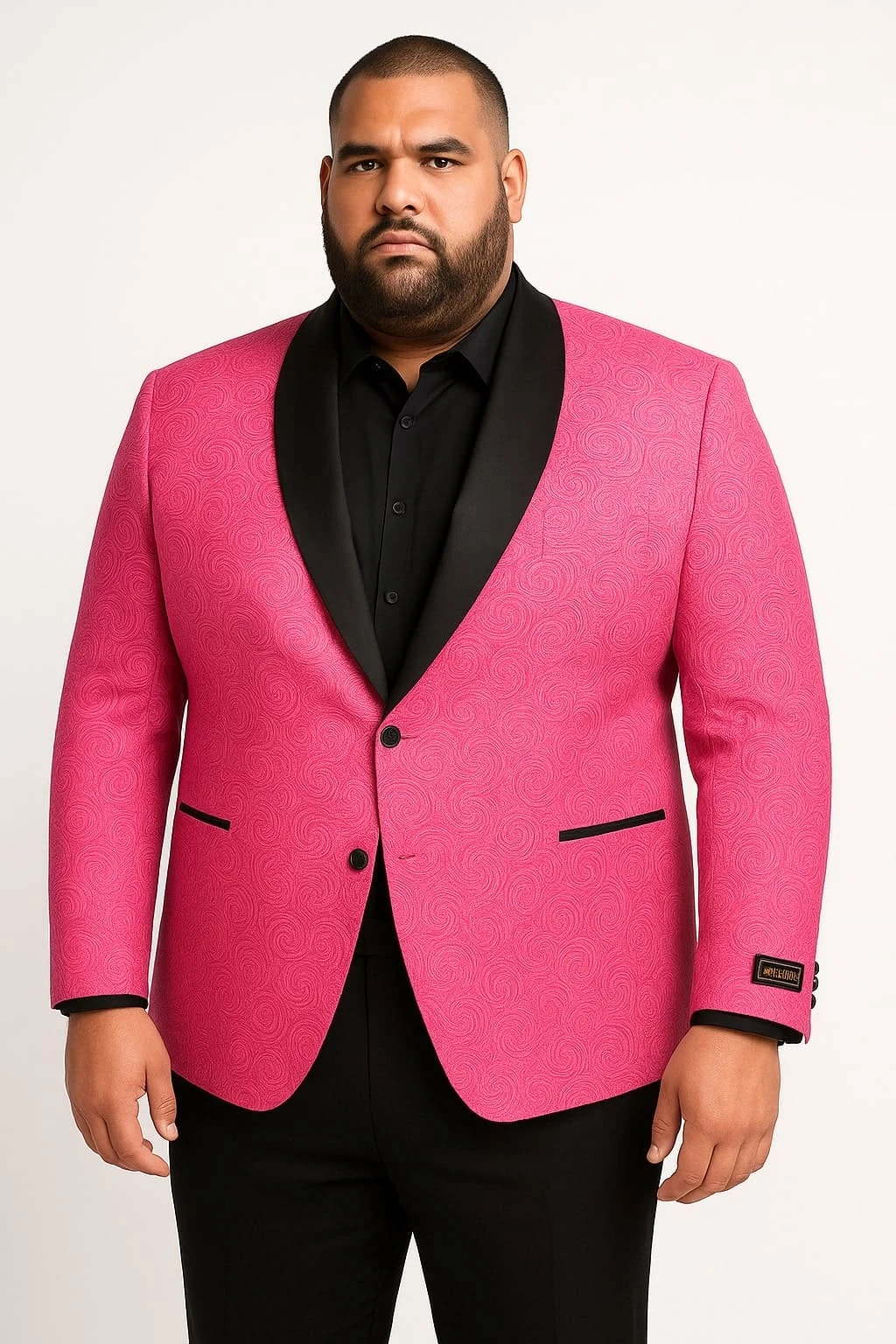 Men’s Hot Pink Paisley Tuxedo Blazer With Black Shawl Lapel Fuchsia Color Dinner Jacket Perfect For Prom 3 Men’s Hot Pink Paisley Tuxedo Blazer With Black Shawl Lapel Fuchsia Color Dinner Jacket Perfect For Prom - Image 3