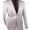 Men's Slim Fit Shiny Satin Prom & Wedding Sharkskin Blush Pink Suit