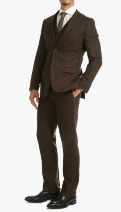 Bradford Cognac Slim Fit 3 Piece Tweed Suit -Alberto Nardoni Shop Bradford45
