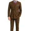 Mens Brown Pinstripe Double-Breasted Suit – Classic 6-Button Business And Vintage Style