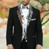 Army Green - Camouflage Patterned - Two Toned Vested Black Tuxedo