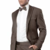 Men's Slim Fit One Button Satin Trim Peak Lapel Prom & Wedding Tuxedo In Champagne