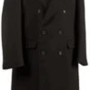 Mens Black Overcoat - Black Double Breasted Overcoat - Full Length Topcoat In Australian Wool Fabric In 7 Colors
