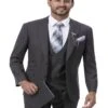 Great Gatsby Guy Costumes - Charcoal Suit With Double Breasted Vest