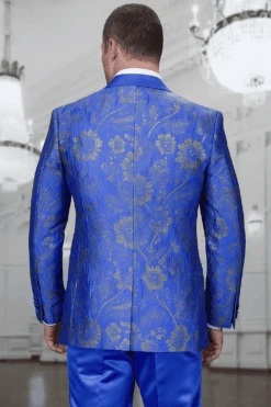 Men's Royal Blue Paisley Lace Print Tuxedo With Double Breasted Vest – Prom & Wedding Suit -Alberto Nardoni Shop ChatGPTImageJul2 2025 10 03 52AM
