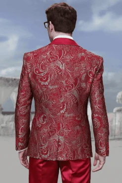 Men’s Red Paisley Brocade Prom Tuxedo With Vested Double Breasted Suit – Wedding Ready -Alberto Nardoni Shop ChatGPTImageJun25 2025 03 11 35PM