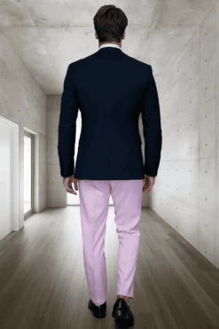 Men’s Black And Pink Wool Tuxedo – Designer Vested Tuxedo With Contrast Satin Peak Lapel For Wedding & Prom -Alberto Nardoni Shop ChatGPT Image Jun 30 2025 03 50 11 PM