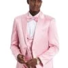 "Dusty Rose Men's Sharkskin Prom 2025 & Wedding Suit - One Button Vested Satin"
