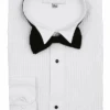 "Men's White Tuxedo Shirt Set - Regular Fit, Wing Collar, Mini Pleat & Bowtie"