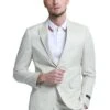 "Men's Summer Linen Beach Wedding Suit - Two Button Peak Lapel In Ivory"