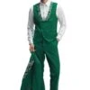 Dark Green Tuxedo - Men's One Button Vested Prom & Wedding Hunter Green Floral Peak Lapel Tuxedo