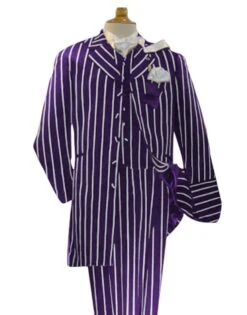 Dark Purple And White Pinstripe Zoot Suit - Gangster 1920s Pinstripe Suit - MensFashion Suit