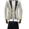 Ivory Tuxedo - Cream Wedding Suit- Off White Groom Peak LapelSuit