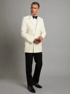 Ivory Double Breasted Tuxedo Dinner Jacket - Cream Dinner - Off White -Alberto Nardoni Shop Double Breasted Ivory Tuxedo