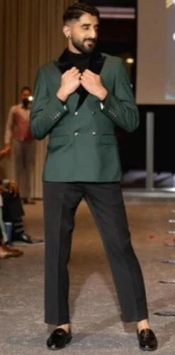 Double Breasted Tuxedo With Gold Buttons Black Lapel Perfect For Wedding Or Prom