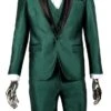 Mens 1 Button Shawl Lapel Vested Wedding | Prom Tuxedo In Emerald Green Sharkskin