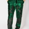 Mens Sequin Pants - Emerald Green Dress Party Pants