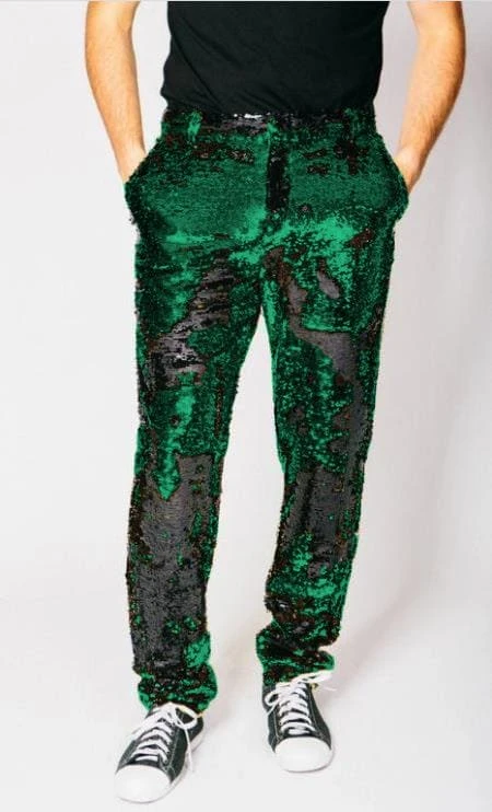 Mens Sequin Pants - Emerald Green Dress Party Pants 1 Mens Sequin Pants - Emerald Green Dress Party Pants