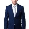 "Dark Blue Slim Fit Men's Wedding Suit - Basic 2 Button Style"