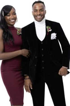 "Black Velvet Men's Suit - Two Button Vested Style" Black Velvet Suits And Tuxedos