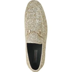Mens Modern Glitter Sequin Prom Tuxedo Buckle Loafer In Gold -Alberto Nardoni Shop GOLD5
