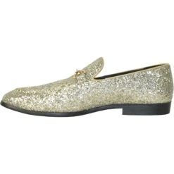 Mens Modern Glitter Sequin Prom Tuxedo Loafer In Gold -Alberto Nardoni Shop GOLD6