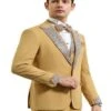 Gold Mustard Prom Tuxedo - Perfect Wedding Suit Vested Rhinestone Lapelled