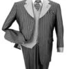 Gray Pinstripe Zoot Suit - Gangster 1920s Bold Stripe Suit