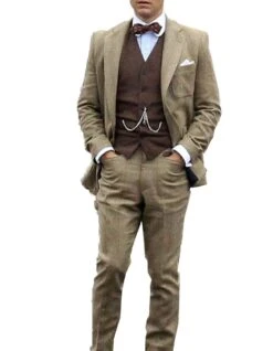 Mens Vested Great Gatsby | Leonardo Dicaprio Suit In Taupe