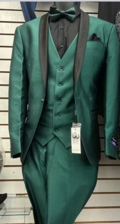 Mens Emerald Green Tuxedo With Black Satin Shawl Lapel – 3 Piece Formal Suit With Vest 7 Mens Emerald Green Tuxedo With Black Satin Shawl Lapel – 3 Piece Formal Suit With Vest -Alberto Nardoni Shop Green Tuxedo with Black