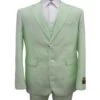 Men's Notch Label Green Colour Summer Seersucker Fabric Vested 3 Piece Suit