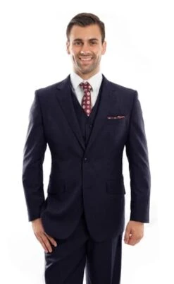 Navy Wool Modern Fit 3 Piece2 ButtonSuit