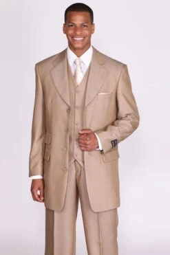 Mens Chain Stripe Long Vested Zoot Suit In Tan