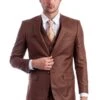 "Cognac Sharkskin Men's Wedding & Business Suit - Two Button Hybrid Fit Vested"