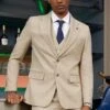 "Mens Stacy Adams Suit - Stacy Adams Suit Men's Two-Button Vested Summer Suit - Light Tan"
