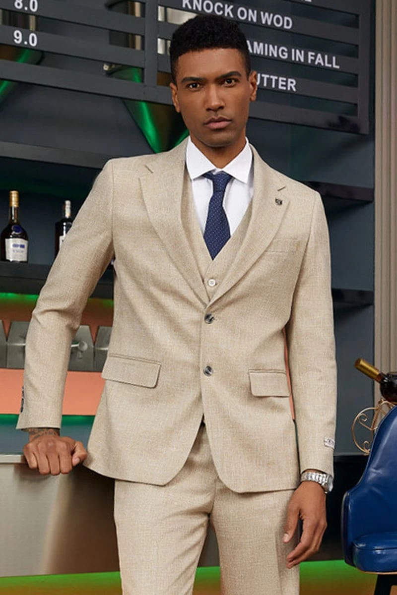 "Mens Stacy Adams Suit - Stacy Adams Suit Men's Two-Button Vested Summer Suit - Light Tan" 1 "Mens Stacy Adams Suit - Stacy Adams Suit Men's Two-Button Vested Summer Suit - Light Tan"