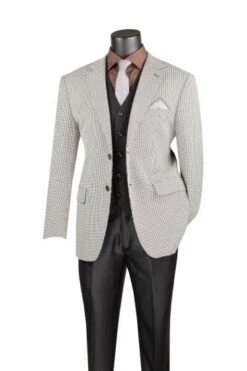 Houndstooth Sport Coat In Gray Black And White Mens Blazer - Patterned Texture - 1920s Vintage Jacket