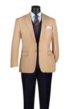 Houndstooth Sport Coat In Tan And Beige Mens Blazer - Patterned Texture - 1920s Vintage Jacket