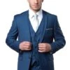 Indigo Blue Slim Fit Men's Wedding Suit With Two Button Vest