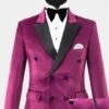 Men Purple DB44 Velvet Double Breasted Tuxedo